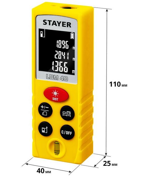 Дальномеры: Лазерный дальномер STAYER Professional LDM-40 дальность 40 м, 5 функций [34956] фотографии
