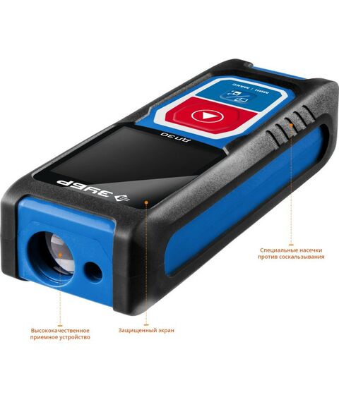 Дальномеры: Лазерный дальномер Зубр Профессионал ДЛ-30 точность 3мм, дальность 30м, класс защиты IP54 [34927] фотографии