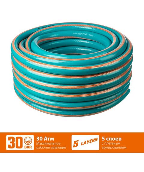 Шланги, системы водопровода и автополива: Поливочный шланг GRINDA PROLine EXPERT 5 3/4" 25 м 30 атм пятислойный плетёное армирование [429007-3/4-25] фотографии