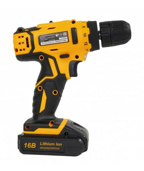 Дрели и шуруповерты: Дрель-шуруповерт аккумуляторная Вихрь ДА-16Л-2К безударный, быстрозажимной, 400/1400 об/мин, 42/20 Нм, 16 В, 2 А*ч, 1.3 кг, кейс [72/14/32] фотографии