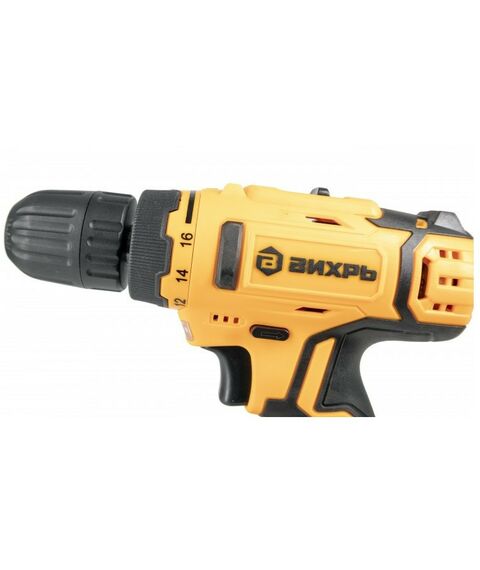 Дрели и шуруповерты: Дрель-шуруповерт аккумуляторная Вихрь ДА-16Л-2К безударный, быстрозажимной, 400/1400 об/мин, 42/20 Нм, 16 В, 2 А*ч, 1.3 кг, кейс [72/14/32] фотографии