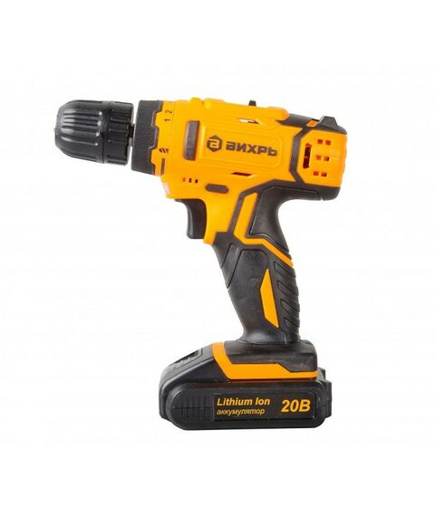 Дрели и шуруповерты: Дрель-шуруповерт аккумуляторная Вихрь ДА-20Л-2КА безударный, быстрозажимной, 400/1400 об/мин, 42/22 Нм, 20 В, 1.5 А*ч, 2.5 кг, кейс, с набором оснастки 65 предметов [72/14/36] фотографии