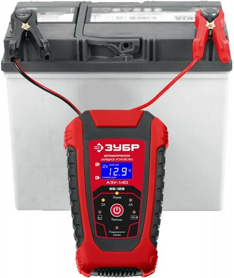 Зарядные и пуско-зарядные устройства: Автоматическое зарядное устройство Зубр АЗУ-140 6/12 В, 6А [59310] фотографии