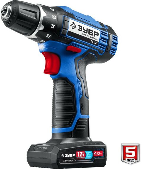 Дрели и шуруповерты: Дрель-шуруповерт Зубр Профессионал DL-121-42 12В, 2 АКБ (4Ач), в сумке фотографии