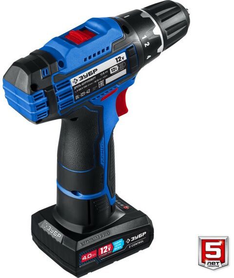 Дрели и шуруповерты: Дрель-шуруповерт Зубр Профессионал DL-121-42 12В, 2 АКБ (4Ач), в сумке фотографии