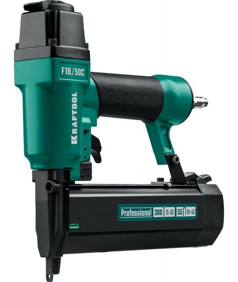 Пневмостеплеры: Пневматический нейлер-степлер (гвозде/скобозабиватель) 2-в-1 KRAFTOOL F18/50C скобы тип 55 (19-30мм) / 300 (15-50мм) [31962] фотографии