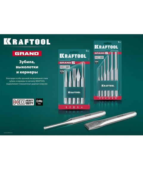 Наборы оснастки: Набор зубил и кернеров KRAFTOOL GRAND-15 15 предметов [21075-H15] фотографии