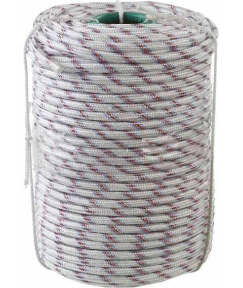 Лебедки, тали, тельферы: Фал плетёный полипропиленовый СИБИН 50215-10 24-прядный с полипропиленовым сердечником, диаметр 10 мм, бухта 100 м, 700 кгс фотографии