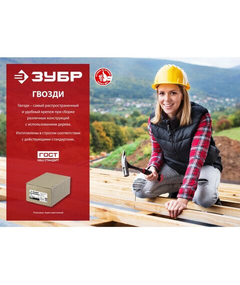 Гвозди: Гвозди кровельные оцинкованные Зубр 40 х 3.5 мм ГОСТ 4030-63, 5 кг [305220-040] фотографии