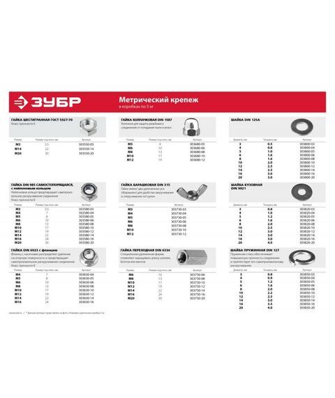 Метрический крепеж: Гайка Зубр M12 ГОСТ 5927-70, , 5 кг, кл. пр. 6, оцинкованная [303550-12] фотографии
