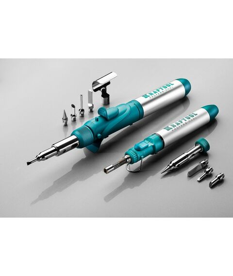 Паяльное оборудование: Газовый паяльник KRAFTOOL SolderPro 70B набор 8-в-1, 30-70 Вт, горелка, фен, 1300°С [55504-H8] фотографии