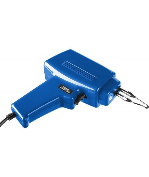 Паяльное оборудование: Импульсный паяльник в наборе Зубр 55412-H4 150Вт, нагрев 6 сек., канифоль, припой, 2 сменных жала, в кейсе фотографии