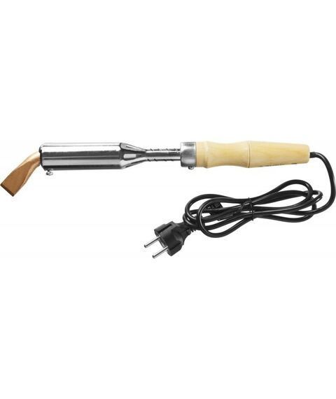 Паяльное оборудование: Высокомощный электропаяльник Зубр Ceramic PRO 200Вт с деревянной рукояткой, клин [55303-200] фотографии