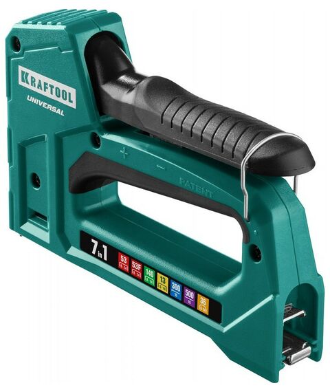 Степлеры: Универсальный лёгкий степлер KRAFTOOL Universal 31524 7-в-1: 53(6-14мм)/140(8-14 мм)/13/ 53F/36/500 фотографии
