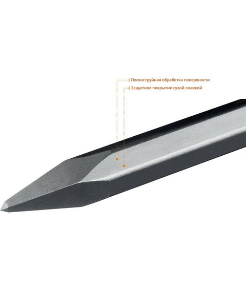 Буры, пики, коронки, сверла: Зубило пикообразное Зубр HEX 28.6 (Макита тип) 400 мм [29380-00-400] фотографии