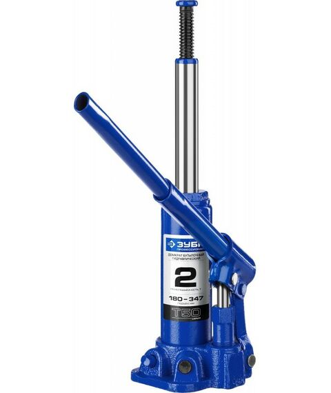 Домкраты: Домкрат бутылочный гидравлический Зубр Профессионал 2т 180-347мм в кейсе [43060-2-K_z01] фотографии