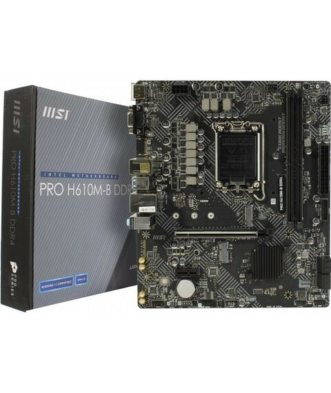Материнские платы: Материнская плата MSI PRO H610M-B LGA1700 <H610> PCI-E Dsub+HDMI GbLANSATA MicroATX 2DDR4 RTL фотографии