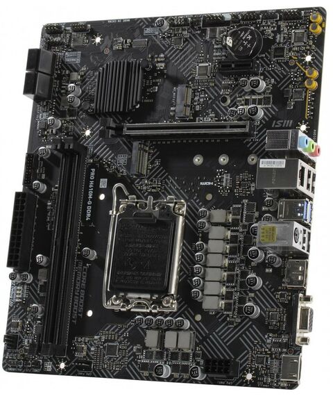 Материнские платы: Материнская плата MSI PRO H610M-G LGA1700 <H610> PCI-E Dsub+HDMI+DP GbLAN SATA  MicroATX 2DDR4 RTL фотографии