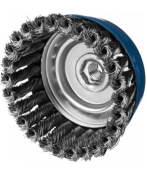 Шлифовка, зачистка: Щетка чашечная для УШМ Зубр Профессионал 120ммхМ14 плетеные пучки стальной проволоки 0,5мм [35275-120_z02] фотографии