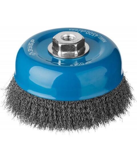Шлифовка, зачистка: Щетка чашечная для УШМ Зубр Профессионал 150ммхМ14 витая стальная проволока 0,3мм [35261-150_z02] фотографии