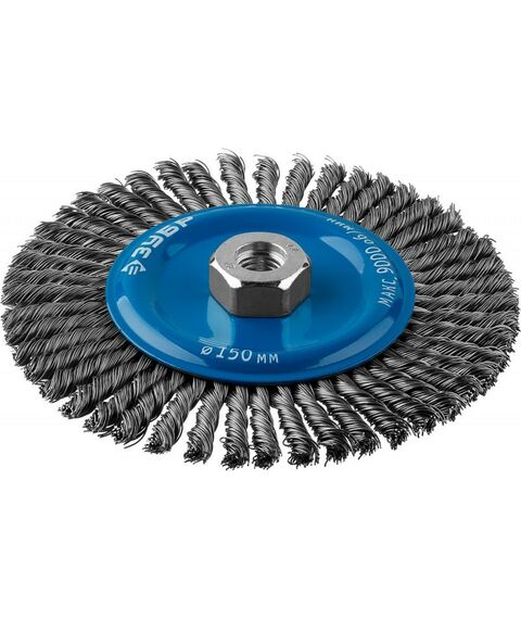 Шлифовка, зачистка: Щетка дисковая для УШМ Зубр ЗУБР 150ммхМ14 плетеные пучки стальной проволоки 0,5мм [35192-150_z02] фотографии