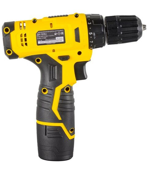 Дрели и шуруповерты: Дрель-шуруповерт аккумуляторная Eurolux ДА-12/2Li безударный, быстрозажимной, 0-400, 0-1400 об/мин, 25/13 Нм, 12В, 1.5 А*ч, 0.96 кг, кейс [72/14/38] фотографии