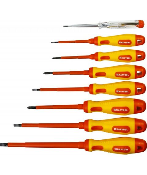 Диэлектрический инструмент: Набор высоковольтных отверток KRAFTOOL Х-Drive ELECTRO SL: 2, 5, 4, 5,5, 6,5, PH: № 0, 1, 2, пробник, до 1000В [250088-H8] фотографии