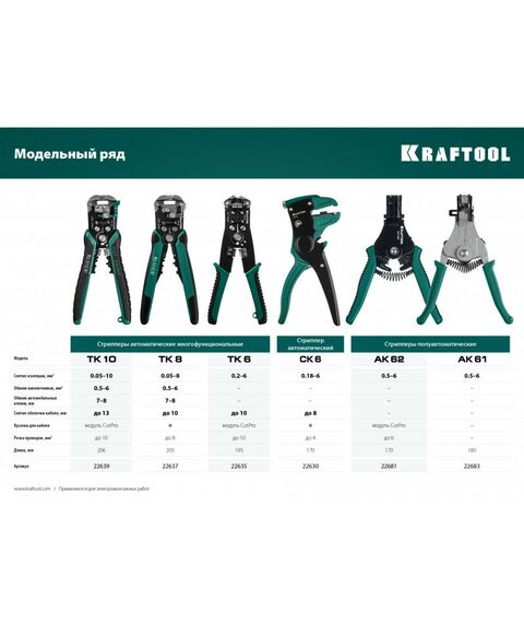 Электромонтажный инструмент: Стриппер автоматический многофункциональный KRAFTOOL TK-8 0.05 - 8 мм2 [22637] фотографии