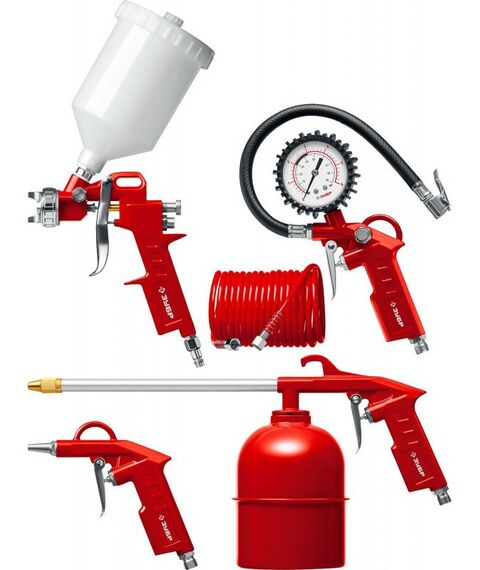 Принадлежности для пневмоинструмента: Набор пневмоинструмента Зубр MS-5G универсальный, 5 предметов [06459-H5_z01] фотографии