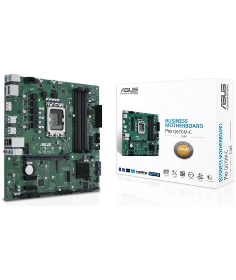 Материнские платы: Материнская плата Asus PRO Q670M-C-CSM LGA1700 <Q670> PCI-E HDMI+2xDP GbLANSATA MicroATX 4DDR5 (RTL) фотографии