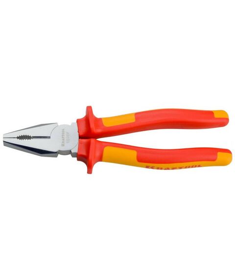 Диэлектрический инструмент: Плоскогубцы KRAFTOOL ELECTRO-KRAFT 2202-1-20 Cr-Mo сталь, двухкомпонентная маслобензостойкая рукоятка, хромированное покрытие, 200мм фотографии