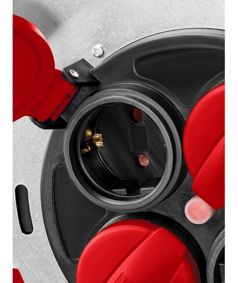 Удлинители электрические: Силовой удлинитель на стальной катушке KRAFTOOL K-325 КГ 3х2.5 50м 4000Вт IP44 [55086-50] фотографии