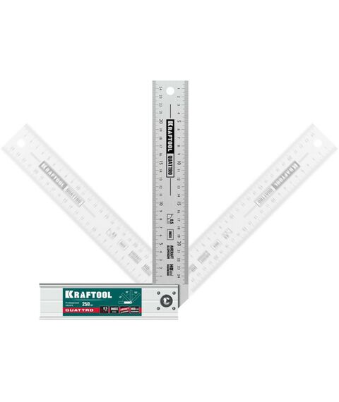 Угломеры, уклономеры: Складной столярный угольник KRAFTOOL QUATTRO 250 мм 4 положения [3444] фотографии