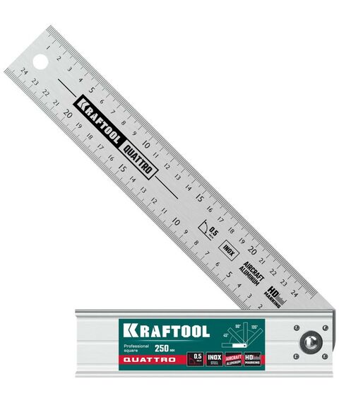 Угломеры, уклономеры: Складной столярный угольник KRAFTOOL QUATTRO 250 мм 4 положения [3444] фотографии