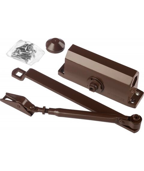 Доводчики: Доводчик дверной STAYER 37917-80 для дверей массой до 80 кг, цвет коричневый фотографии