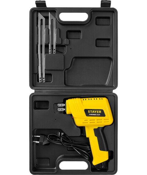 Паяльное оборудование: Прибор для терморезки STAYER Thermo cut 150 Вт в наборе 2 ножа, быстрый рез пенопласта + пластика фотографии