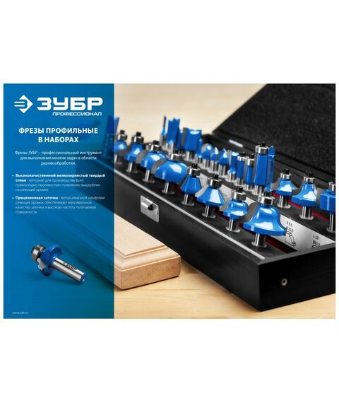 Принадлежности для фрезерных станков: Набор профильных фрез по дереву Зубр Профессионал 28795-H5 5шт фотографии