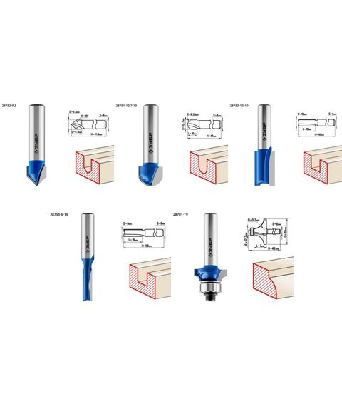 Принадлежности для фрезерных станков: Набор профильных фрез по дереву Зубр Профессионал 28795-H5 5шт фотографии