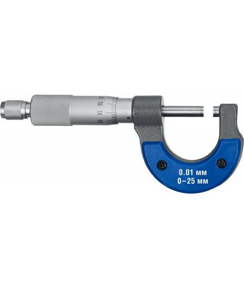 Микрометры: Микрометр Зубр Профессионал МК 25 гладкий механический, диапазон 0-25мм, шаг измерения 0,01мм [34480-25_z02] фотографии