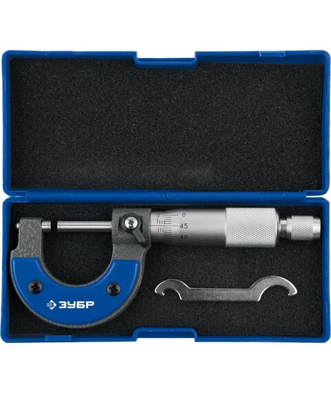 Микрометры: Микрометр Зубр Профессионал МК 25 гладкий механический, диапазон 0-25мм, шаг измерения 0,01мм [34480-25_z02] фотографии