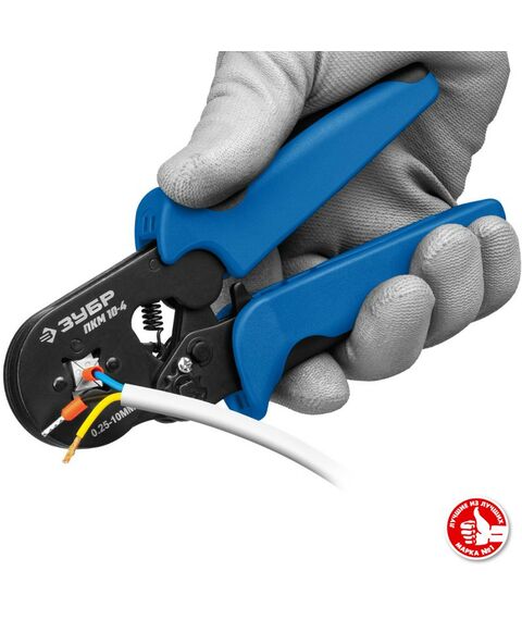 Электромонтажный инструмент: Пресс-клещи для втулочных наконечников Зубр Профессионал ПКМ-10-4 0.25 - 10 мм.кв [22695] фотографии