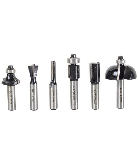 Принадлежности для фрезерных станков: Набор фрез по дереву Вихрь 6шт хвостовик 8 мм, кейс фотографии