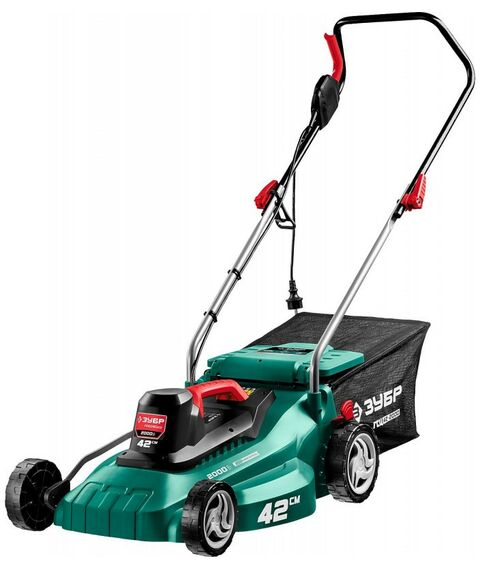 Газонокосилки: Газонокосилка электрическая Зубр ГСЦ-42-2000 2000 Вт, ш/с 42 см фотографии
