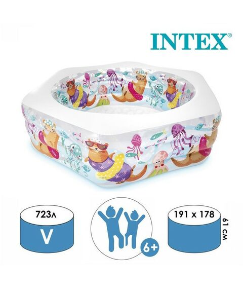 Бассейны: Бассейн надувной Intex Морской риф 3 кольца, надувной пол, 191*178*61 см, от 6 лет [56493] фотографии