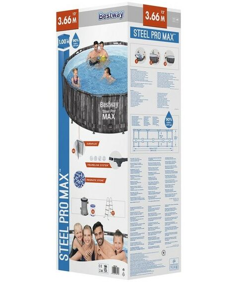 Бассейны: Бассейн каркасный Bestway Steel Pro 366 х 100 см фильтр-насос, лестница [5614Х] фотографии