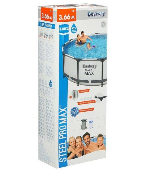 Бассейны: Бассейн каркасный Bestway Steel Pro MAX 366 х 100 см фильтр-насос [56260] фотографии