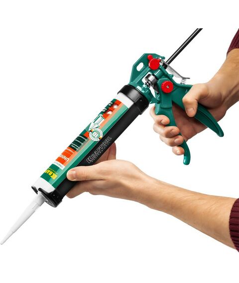 Пистолеты монтажные, тепловые, клеящие, пескоструйные: Пистолет для герметика усиленный KRAFTOOL EXPERT 4-in-1 скелетный, поворотный, 310 мл [06675] фотографии