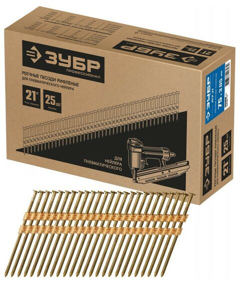 Гвозди: Реечные гвозди рифленые Зубр РГР-21 75 мм 21°, 2500 шт [305392-75] фотографии