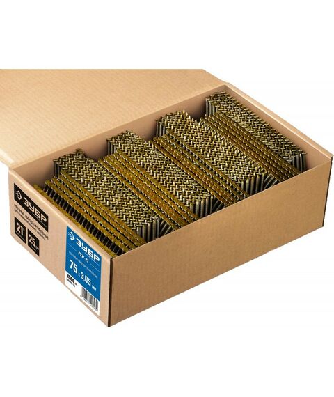 Гвозди: Реечные гвозди рифленые Зубр РГР-21 75 мм 21°, 2500 шт [305392-75] фотографии