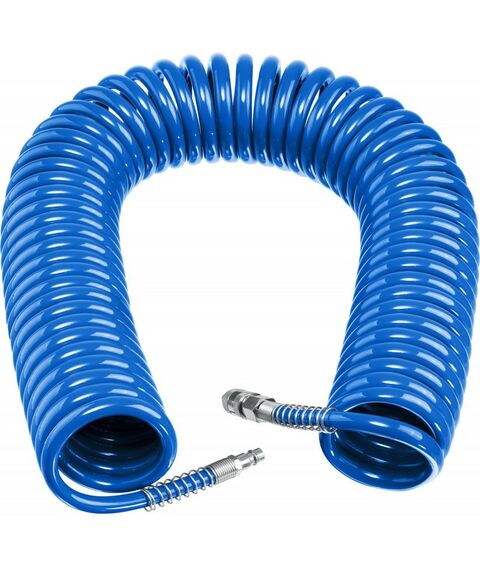 Принадлежности для пневмоинструмента: Воздушный спиральный шланг Зубр Профессионал 20 м 8х12 мм, 15 бар, с фитингами рапид [6472-20] фотографии